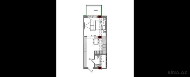 Продаётся 1-комн. новостройка 53.7 м², пос. Нардаран, photo 8 from 9