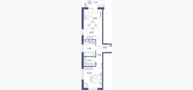 Sea Breeze Port D’Azur yaşayış kompleksi, mənzilin planı - 2-otaqlı, 79.48 m²