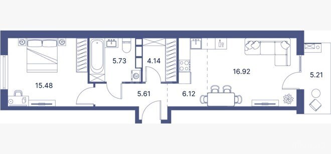 Sea Breeze Port D’Azur yaşayış kompleksi, mənzilin planı - 2-otaqlı, 72.2 m²