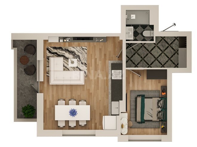 Mehli Yaşayış Kompleksi yaşayış kompleksi, mənzilin planı - 2-otaqlı, 62 m²