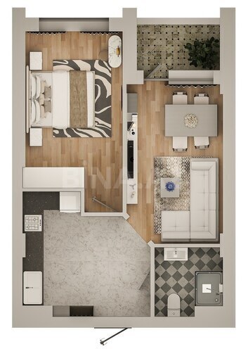 Mehli Yaşayış Kompleksi yaşayış kompleksi, mənzilin planı - 2-otaqlı, 52 m²