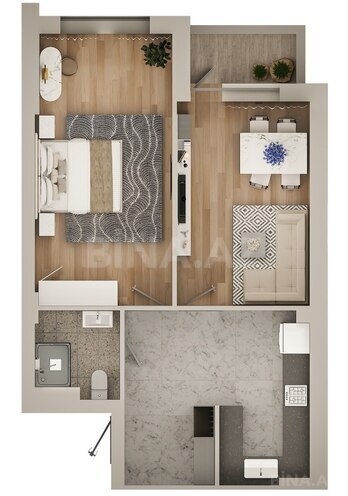 Mehli Yaşayış Kompleksi yaşayış kompleksi, mənzilin planı - 2-otaqlı, 64 m²