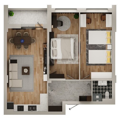 Mehli Yaşayış Kompleksi yaşayış kompleksi, mənzilin planı - 3-otaqlı, 91 m²