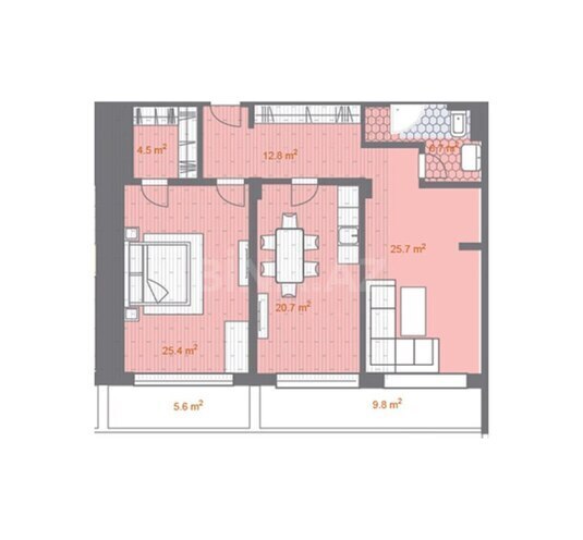 Sea Breeze Park Residences  yaşayış kompleksi, mənzilin planı - 3-otaqlı, 134 m²
