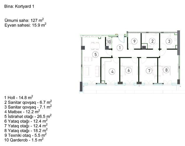 Satılır 4 otaqlı yeni tikili 143 m², Ağ şəhər q., photo 14 from 15