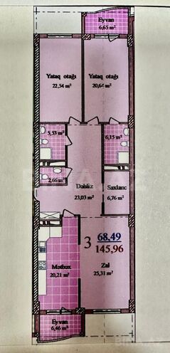 Продаётся 3-комн. новостройка 145 м², м. Кара Караев, photo 14 from 16