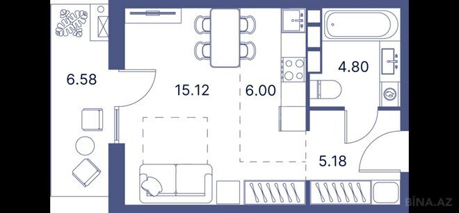 Продаётся 1-комн. новостройка 43.1 м², пос. Нардаран, photo 8 from 9