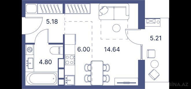 Satılır 1 otaqlı yeni tikili 42 m², Nardaran q., photo 8 from 9