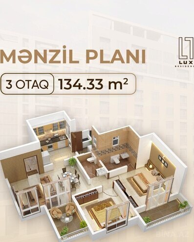 Satılır 3 otaqlı yeni tikili 134.3 m², Yasamal r., photo 4 from 11
