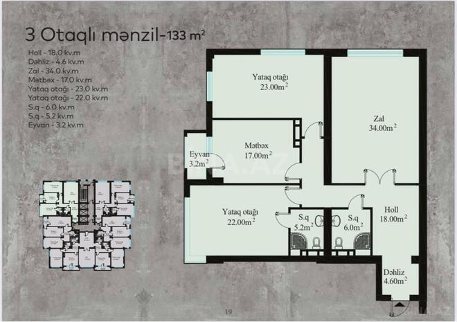 Satılır 3 otaqlı yeni tikili 133 m², 28 May m., photo 19 from 20