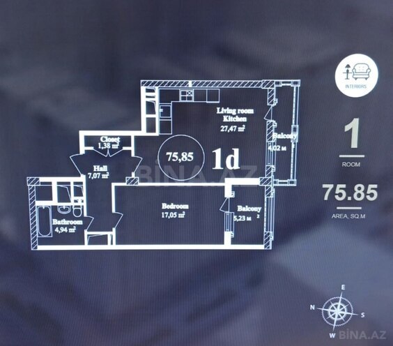 Продаётся 2-комн. новостройка 76 м², м. Элмляр Академиясы, photo 15 from 16