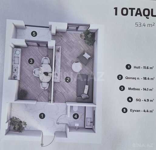Satılır 1 otaqlı yeni tikili 53.4 m², Ulduz m., photo 6 from 8
