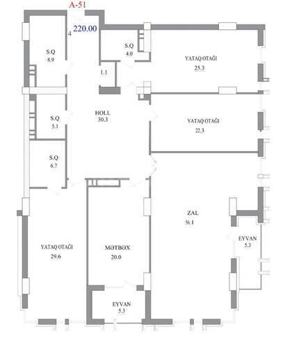 Продаётся 4-комн. новостройка 220 м², м. Низами, photo 4 from 8
