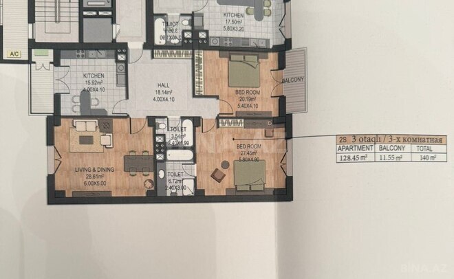 Satılır 3 otaqlı yeni tikili 140 m², Ağ şəhər q., photo 3 from 9