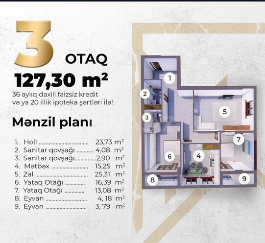 Satılır 3 otaqlı yeni tikili 127 m², 28 May m., photo 3 from 17