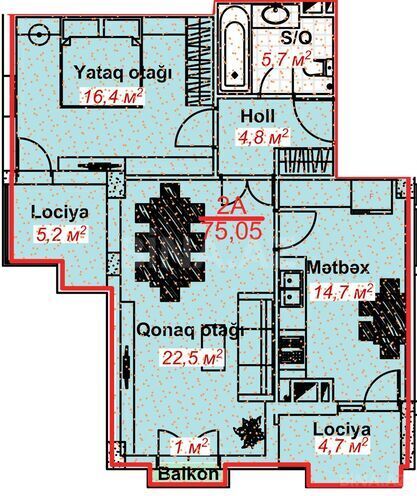 Satılır 2 otaqlı yeni tikili 75 m², photo 8 from 9