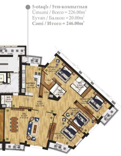 Продаётся 5-комн. новостройка 246 м², м. Шах Исмаил Хатаи, photo 11 from 12