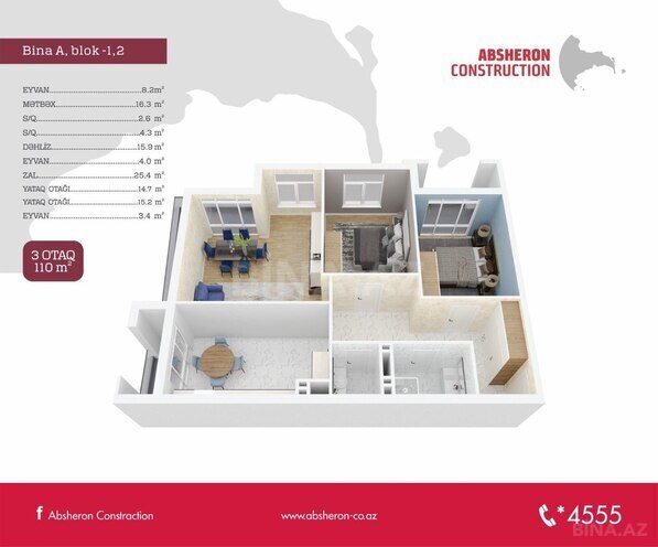 Satılır 3 otaqlı yeni tikili 110 m², Azadlıq Prospekti m., photo 9 from 10