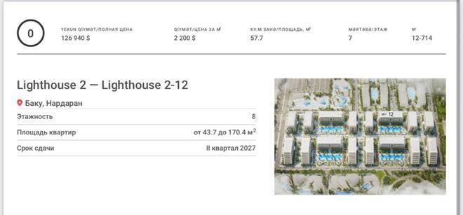 Продаётся 1-комн. новостройка 57.7 м², пос. Нардаран, photo 7 from 9