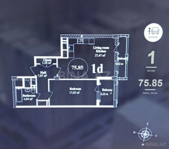 Продаётся 2-комн. новостройка 77 м², м. Элмляр Академиясы, photo 9 from 10