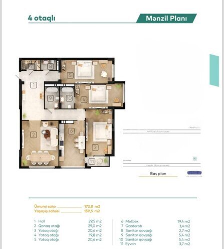 Satılır 4 otaqlı yeni tikili 173 m², Koroğlu m., photo 3 from 7