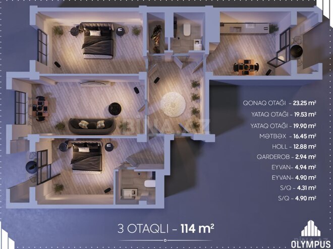 Satılır 3 otaqlı yeni tikili 114 m², Həzi Aslanov m., photo 4 from 16