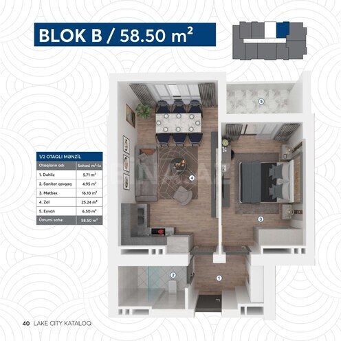 Satılır 2 otaqlı yeni tikili 58.5 m², Koroğlu m., photo 3 from 6