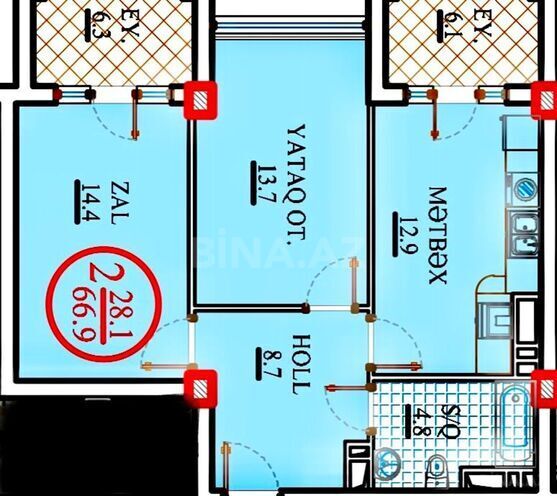 Продаётся 2-комн. новостройка 67 м², Сабаильский р., photo 11 from 12