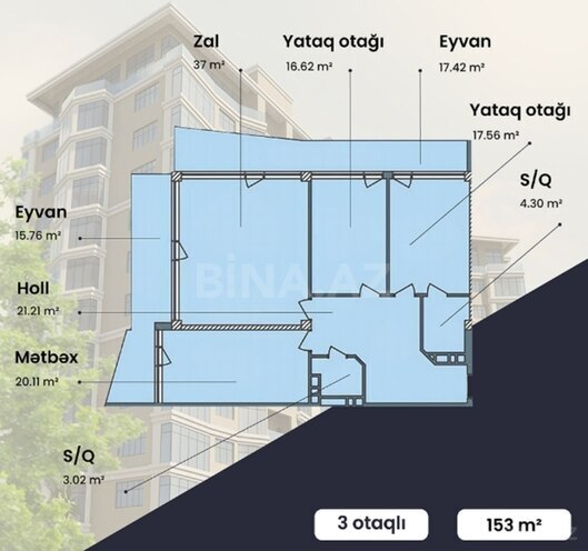 Satılır 3 otaqlı yeni tikili 153 m², Nizami m., photo 7 from 13