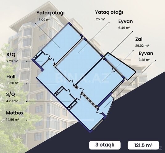 Продаётся 3-комн. новостройка 121.5 м², м. Низами, photo 7 from 13