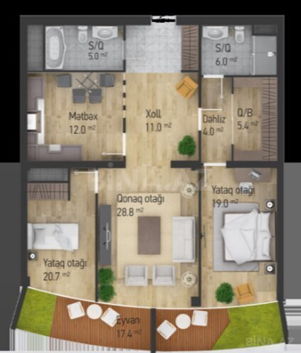 Продаётся 2-комн. новостройка 106 м², м. Низами, photo 3 from 11