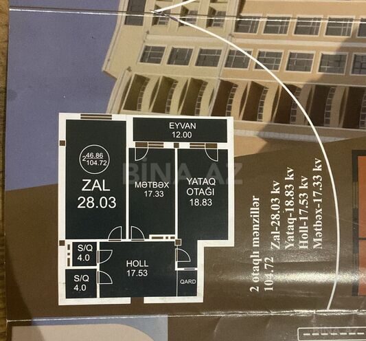 Satılır 2 otaqlı yeni tikili 104 m², Gənclik m., photo 3 from 6