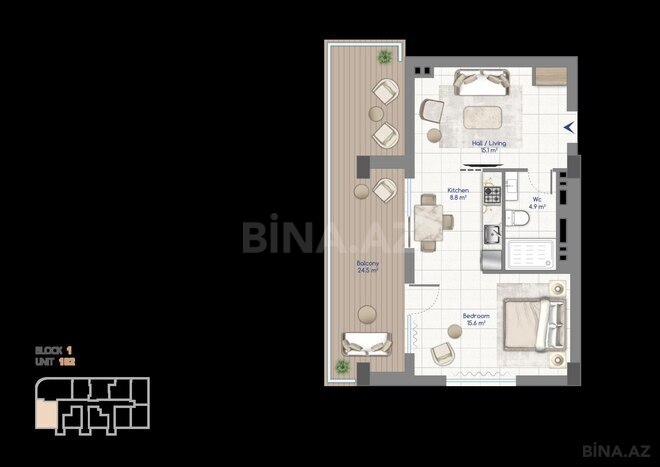 Satılır 1 otaqlı yeni tikili 83 m², Nardaran q., photo 15 from 16