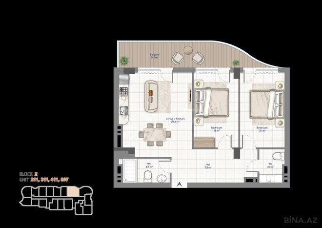Satılır 3 otaqlı yeni tikili 95.5 m², Nardaran q., photo 15 from 16