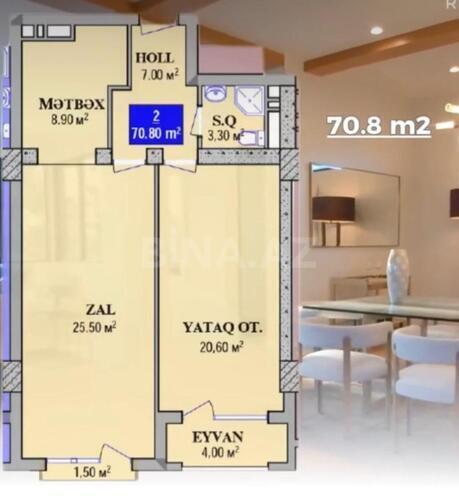 Satılır 2 otaqlı yeni tikili 72 m², 28 May m., photo 3 from 10