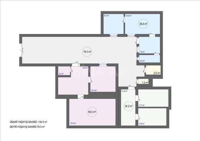 Satılır 2 otaqlı həyət evi/bağ evi 134 m², İnşaatçılar m., photo 10 from 11