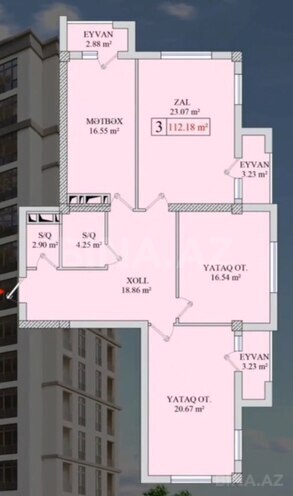 Продаётся 3-комн. новостройка 112.2 м², м. Кероглу, photo 5 from 7