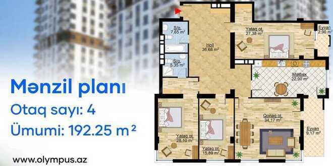 Satılır 4 otaqlı yeni tikili 192.5 m², Gənclik m., photo 11 from 13