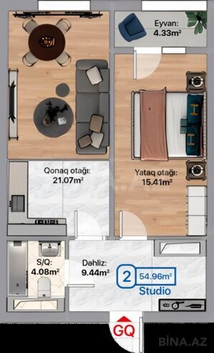 Satılır 2 otaqlı yeni tikili 55 m², photo 5 from 9