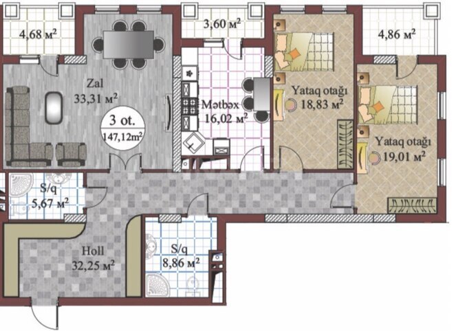 Satılır 3 otaqlı yeni tikili 147 m², Nizami m., photo 3 from 28