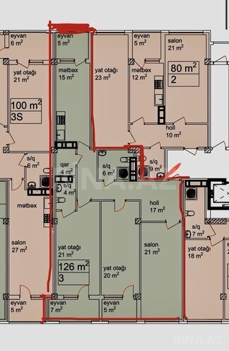 Продаётся 3-комн. новостройка 126 м², м. Нефтчиляр, photo 4 from 6