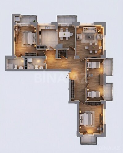  Yaşamal by Azadlıq Residence yaşayış kompleksi, mənzilin planı - 4-otaqlı, 161 m²