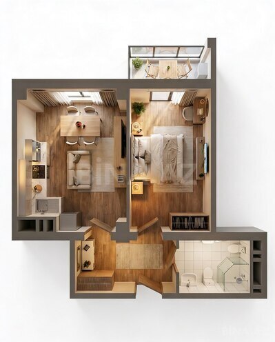  Yaşamal by Azadlıq Residence yaşayış kompleksi, mənzilin planı - 1-otaqlı, 53 m²