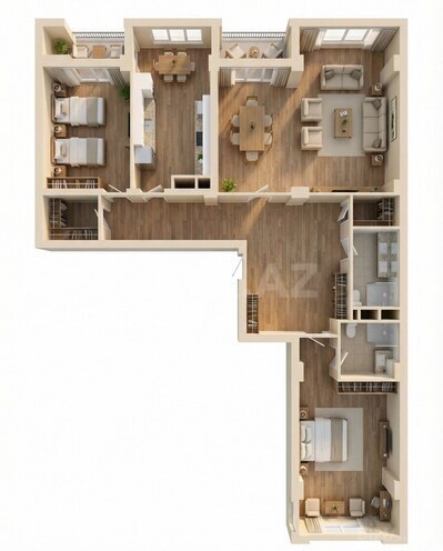  Yaşamal by Azadlıq Residence yaşayış kompleksi, mənzilin planı - 3-otaqlı, 170 m²