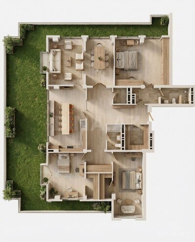  Yaşamal by Azadlıq Residence yaşayış kompleksi, mənzilin planı - 4-otaqlı, 340 m²