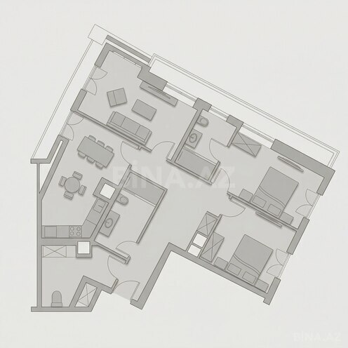 Knightsbridge Residence White City  yaşayış kompleksi, mənzilin planı - 3-otaqlı, 116.1 m²