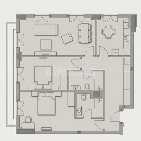 Knightsbridge Residence White City  yaşayış kompleksi, mənzilin planı - 3-otaqlı, 110.9 m²