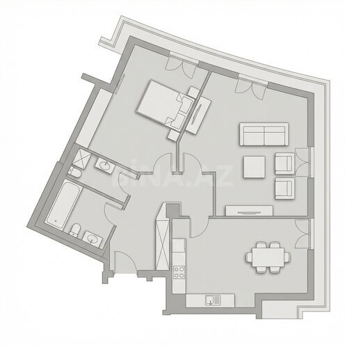 Knightsbridge Residence White City  yaşayış kompleksi, mənzilin planı - 2-otaqlı, 99.5 m²