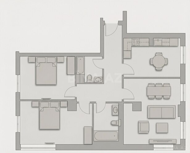 Knightsbridge Residence White City  yaşayış kompleksi, mənzilin planı - 3-otaqlı, 110.9 m²