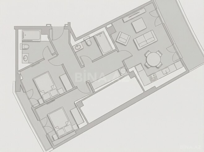 Knightsbridge Residence White City  yaşayış kompleksi, mənzilin planı - 3-otaqlı, 91.2 m²